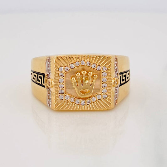 Anillo Sello Corona 6.7g / T9 3/4 Dos Oros Amarillo Blanco 18K