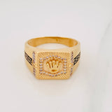 Anillo Sello Corona 6.7g / T9 3/4 Dos Oros Amarillo Blanco 18K