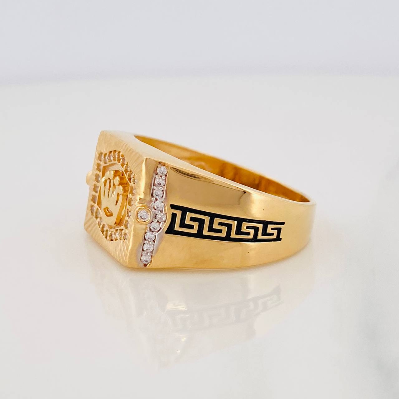 Anillo Sello Corona 6.7g / T9 3/4 Dos Oros Amarillo Blanco 18K
