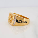 Anillo Sello Corona 6.7g / T9 3/4 Dos Oros Amarillo Blanco 18K