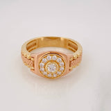 Anillo Sello Circulo 7.6g / T11 1/4 Dos Oros Amarillo Rosa 18K
