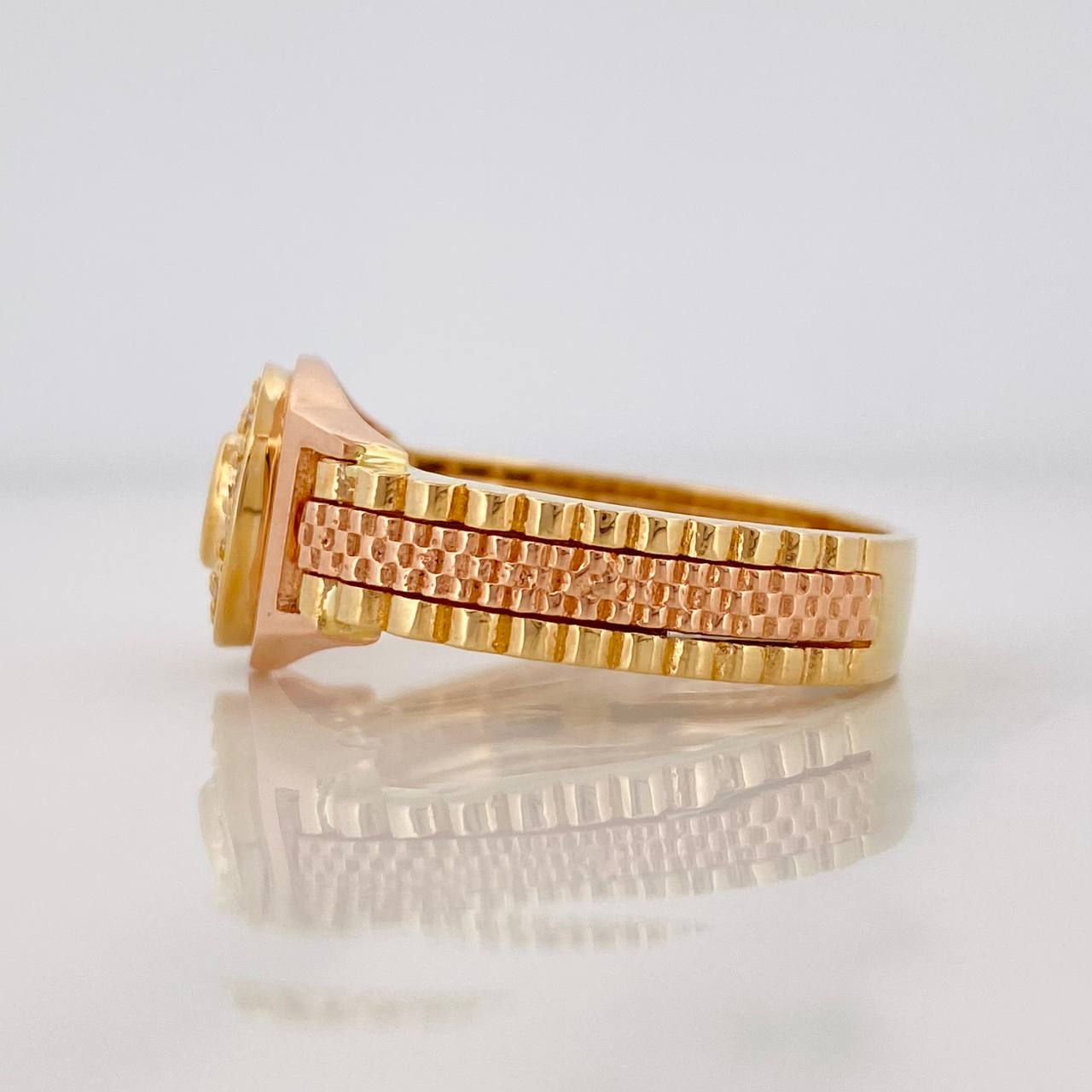 Anillo Sello Circulo 7.6g / T11 1/4 Dos Oros Amarillo Rosa 18K