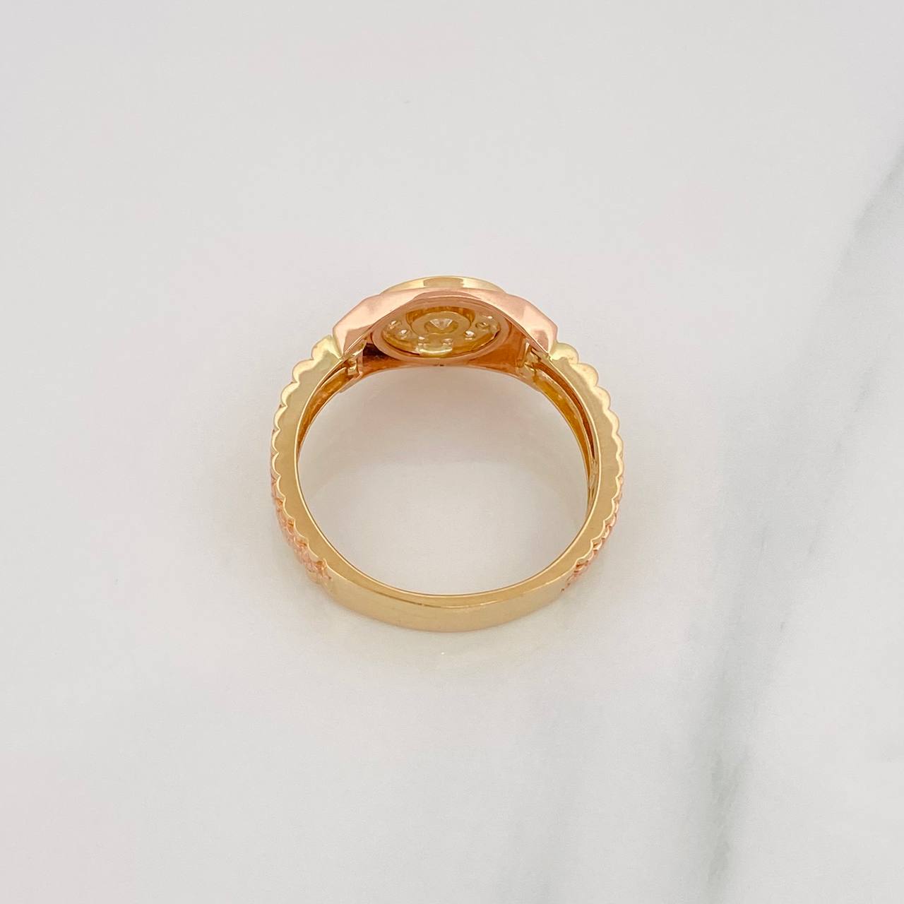 Anillo Sello Circulo 7.6g / T11 1/4 Dos Oros Amarillo Rosa 18K