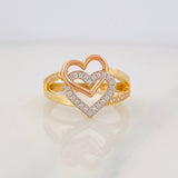 Anillo Corazones 3.7g / T7 1/2 Tres Oros 18K