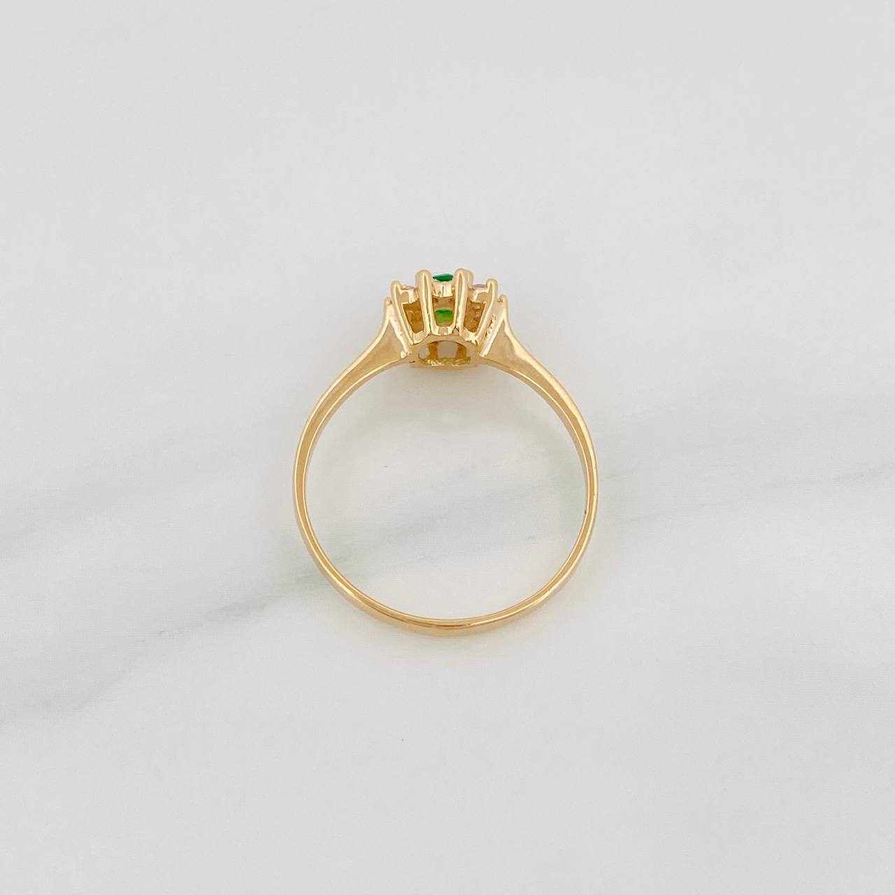 Anillo Halo Flor 2.15g / T7 Oro Amarillo 18K