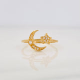 Anillo Estrella Luna 1.6g / T6 Oro Amarillo 18K