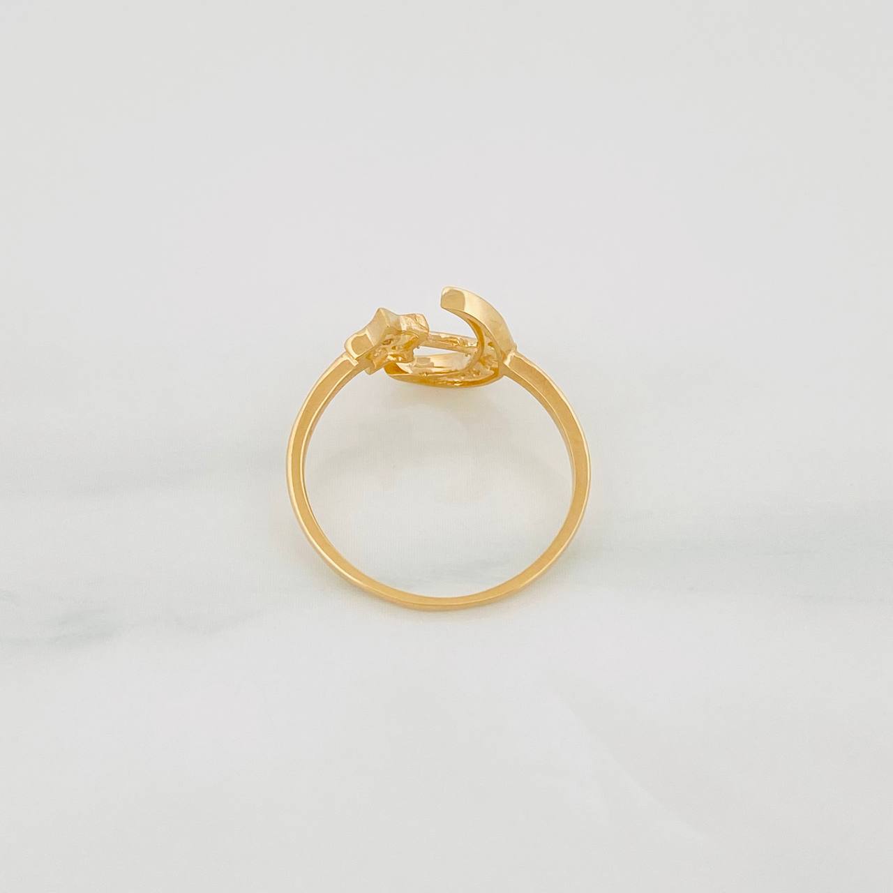 Anillo Estrella Luna 1.6g / T6 Oro Amarillo 18K