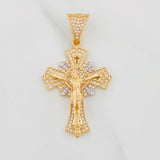 Dije Cruz Cristo 6.75g / 4.5cm Dos Oros Amarillo Blanco 18K