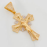 Dije Cruz Cristo 6.75g / 4.5cm Dos Oros Amarillo Blanco 18K