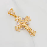 Dije Cruz Cristo 6.75g / 4.5cm Dos Oros Amarillo Blanco 18K