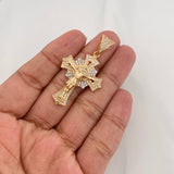 Dije Cruz Cristo 6.75g / 4.5cm Dos Oros Amarillo Blanco 18K