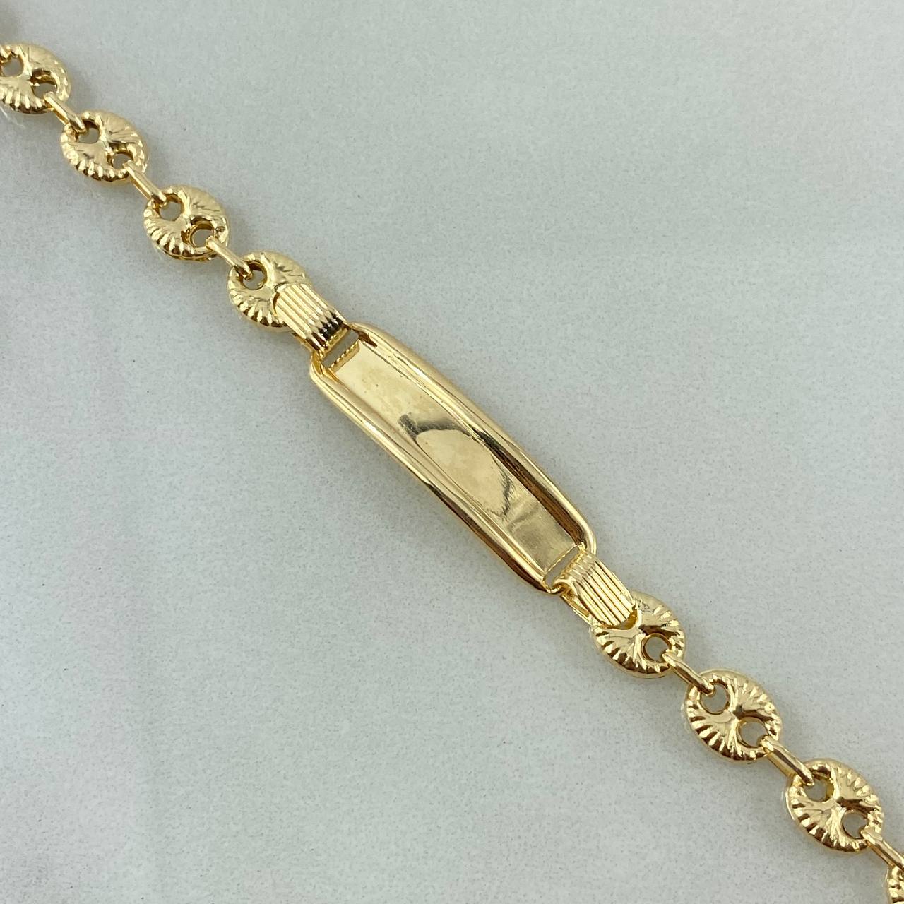 Pulso GC 4.15gr / 16cm / 5mm Placa Niño Rectangular Bordeada Lisa Diamantado Oro AmarilloႣ