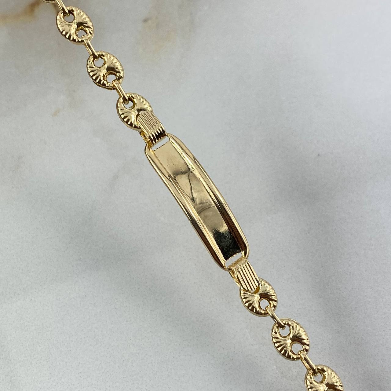 Pulso GC 4.15gr / 16cm / 5mm Placa Niño Rectangular Bordeada Lisa Diamantado Oro AmarilloႣ