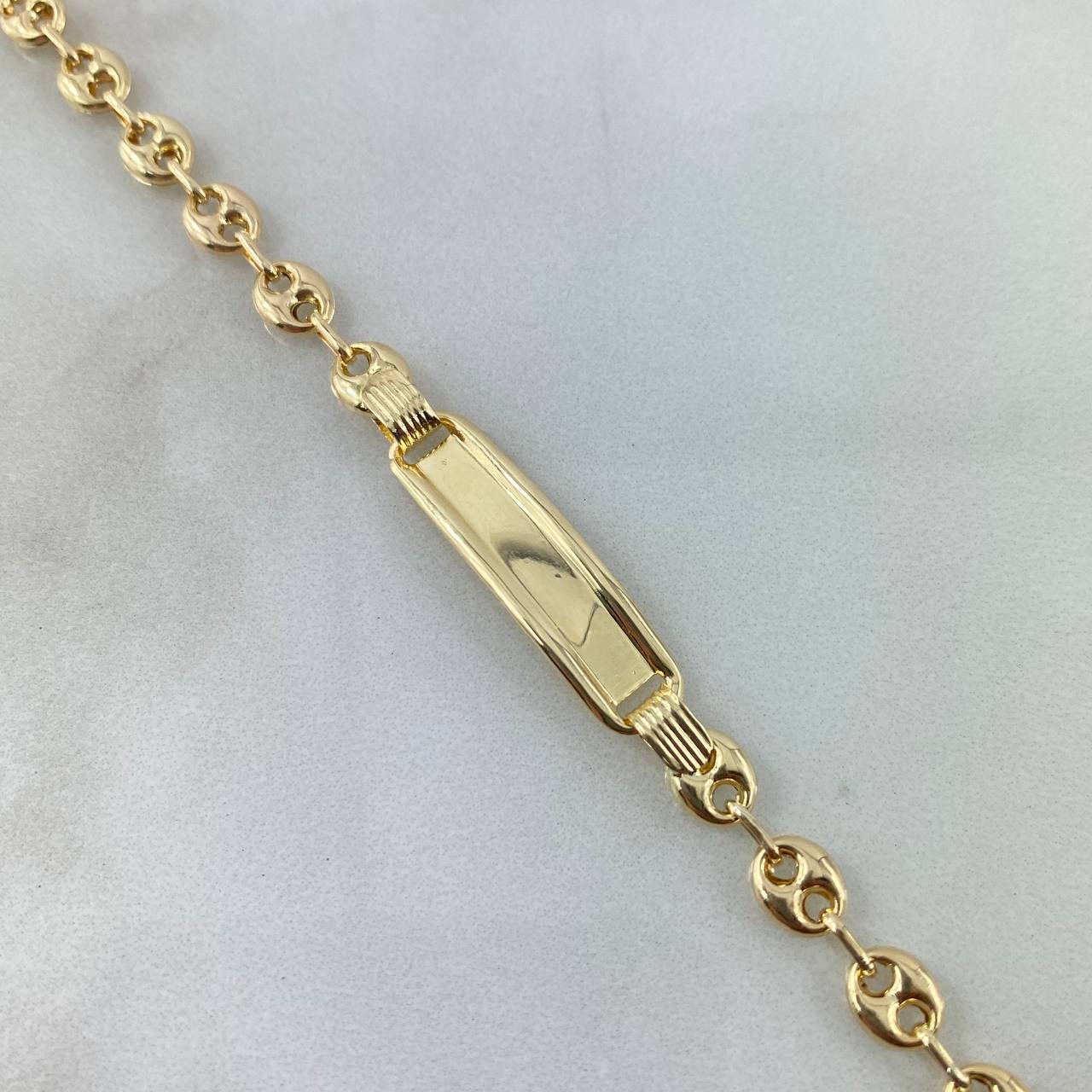 Pulso GC 3.3gr / 16cm / 5mm Placa Niño Rectangular Bordeada Lisa Oro AmarilloႣ