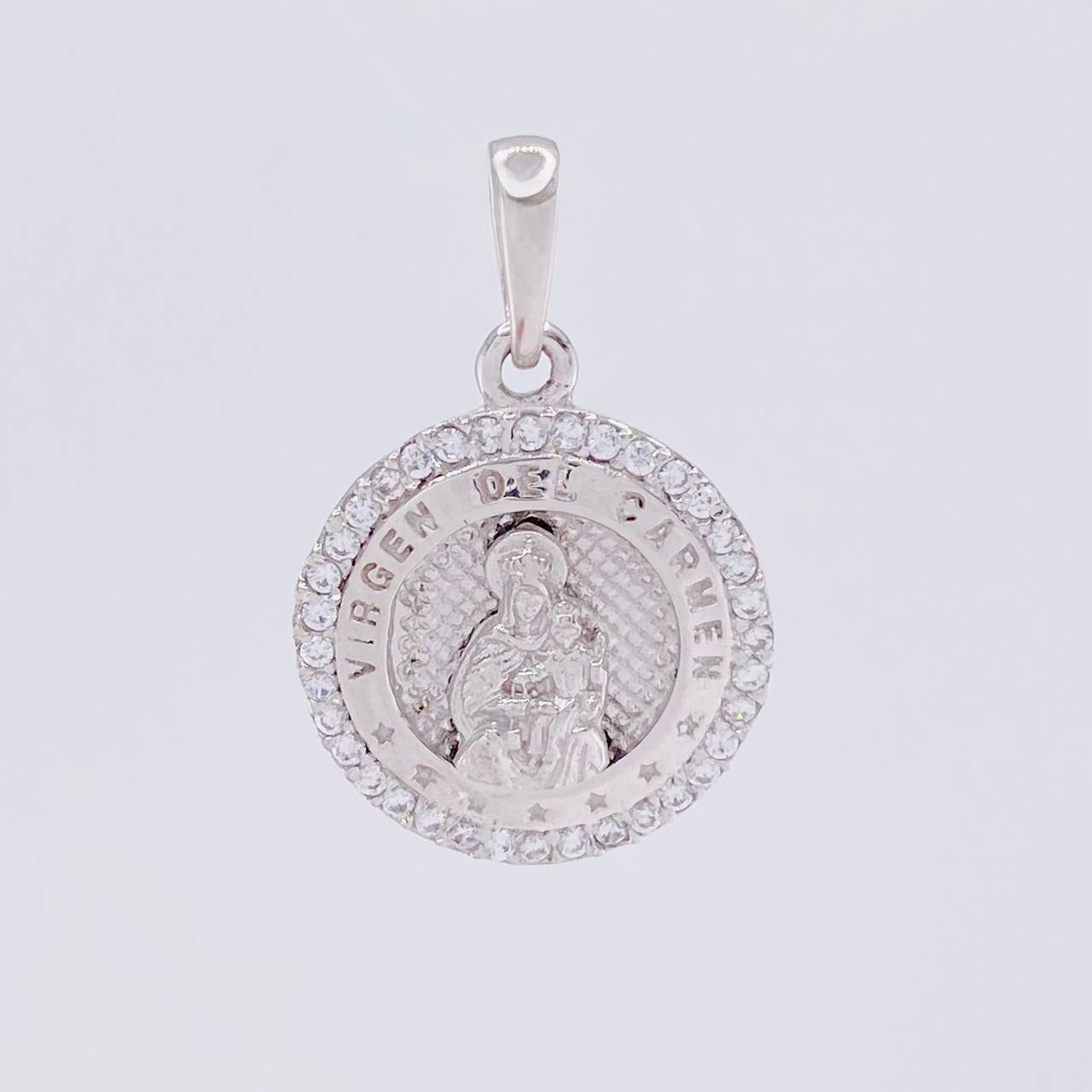 Dije Medalla Virgen del Carmen 2.2g / 2cm Oro Blanco 18K