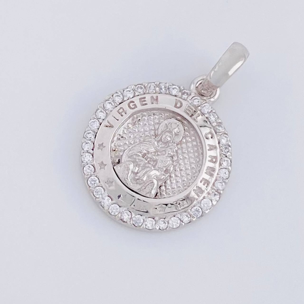 Dije Medalla Virgen del Carmen 2.2g / 2cm Oro Blanco 18K