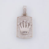 Dije Placa Rectangular Corona 4.45g / 2.7cm Oro Blanco 18K