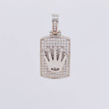Dije Placa Rectangular Corona 4.45g / 2.7cm Oro Blanco 18K