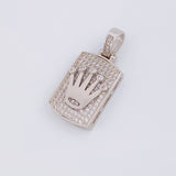 Dije Placa Rectangular Corona 4.45g / 2.7cm Oro Blanco 18K
