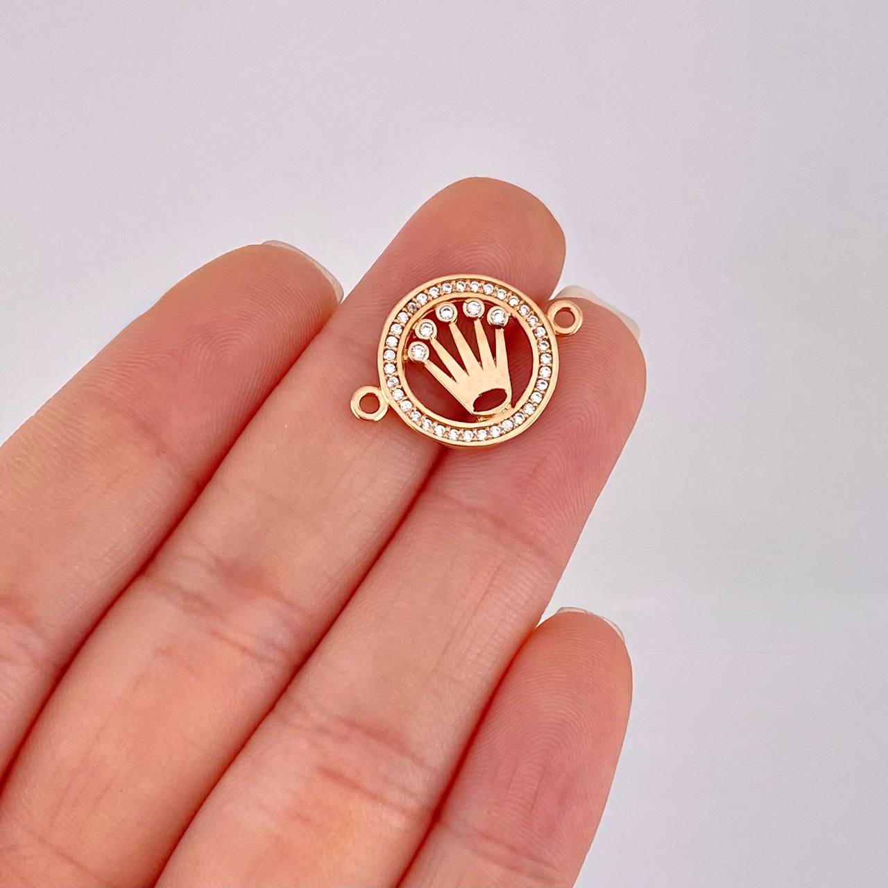 Herraje Circulo Corona 1.95g / 2.2cm Oro Rosa 18K