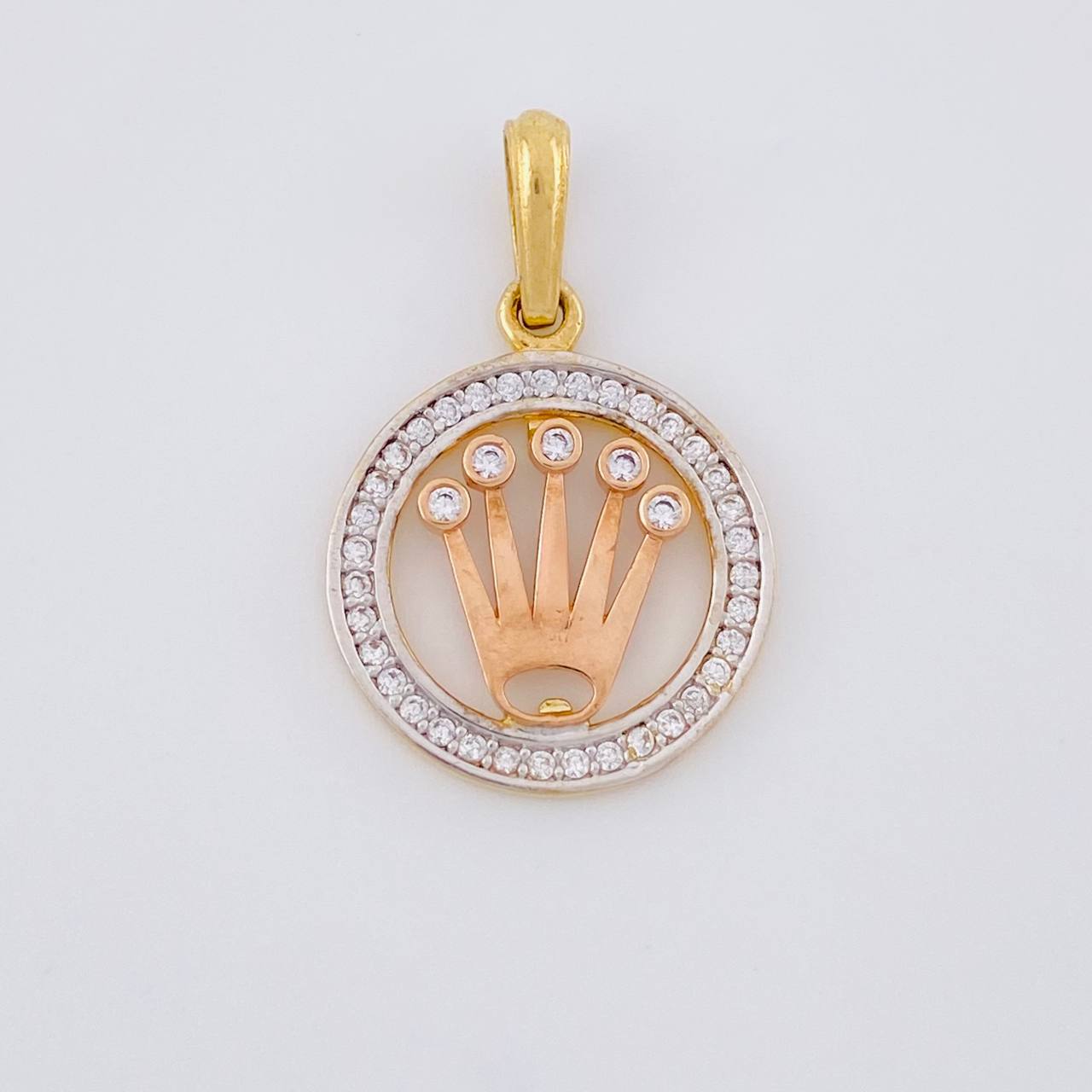Dije Circulo Corona 2g / 2.4cm Tres Oros 18K