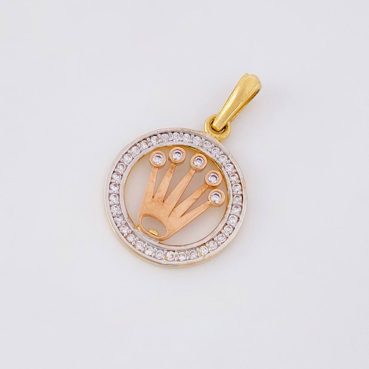 Dije Circulo Corona 2g / 2.4cm Tres Oros 18K
