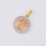 Dije Circulo Corona 2g / 2.4cm Tres Oros 18K