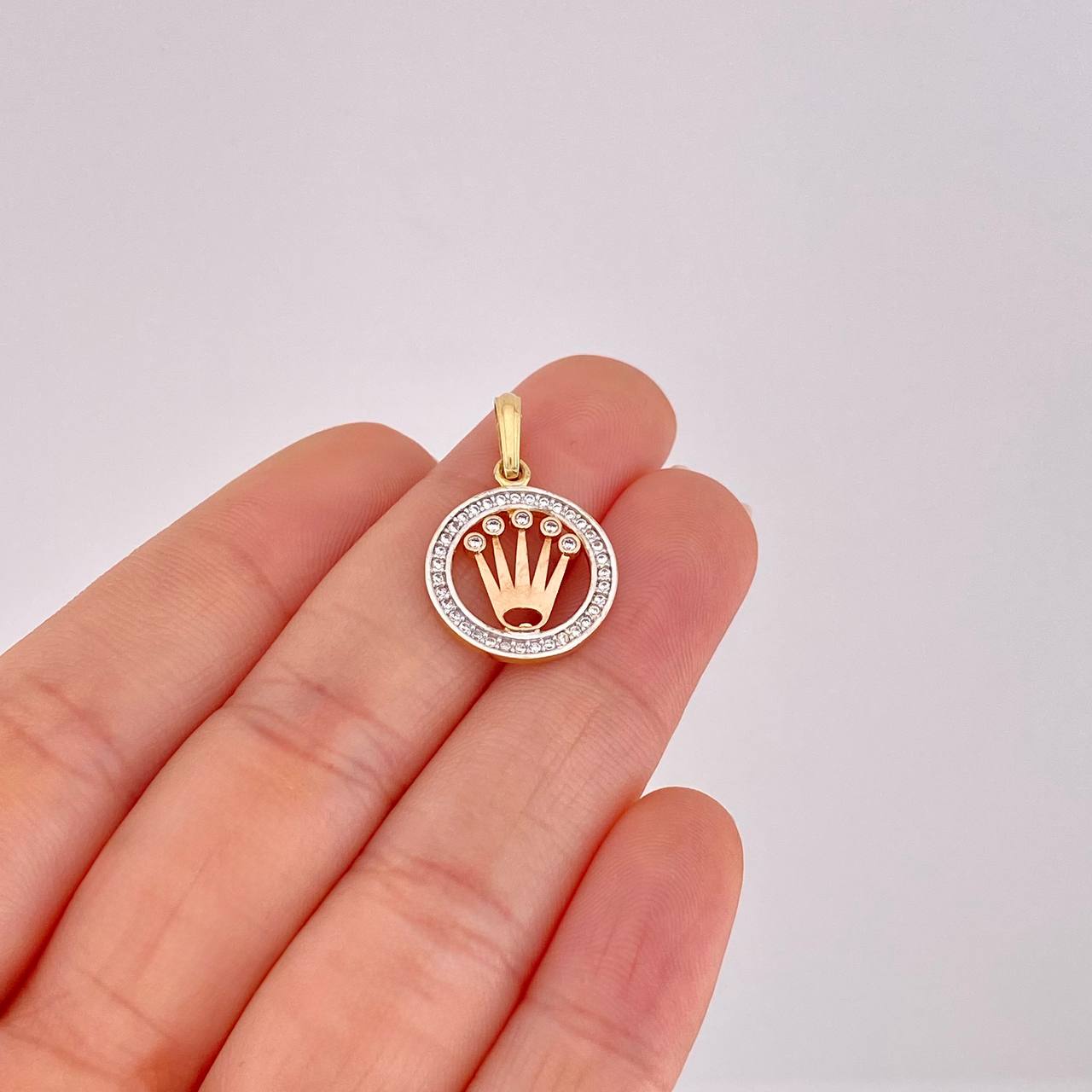 Dije Circulo Corona 2g / 2.4cm Tres Oros 18K