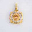 Dije Cuadro Circulo Corona 2.8g / 2.2cm Tres Oros 18K