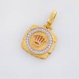 Dije Cuadro Circulo Corona 2.8g / 2.2cm Tres Oros 18K