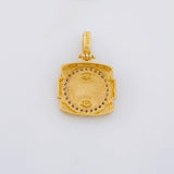 Dije Cuadro Circulo Corona 2.8g / 2.2cm Tres Oros 18K