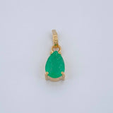 Dije Lagrima Esmeralda 58Pts 0.55gr / 1.4cm / Oro Amarillo 18K $