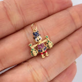 Dije Pato Bolsas Dinero 1.55gr / 2.3cm / Dos Oros Negro Amarillo 18K