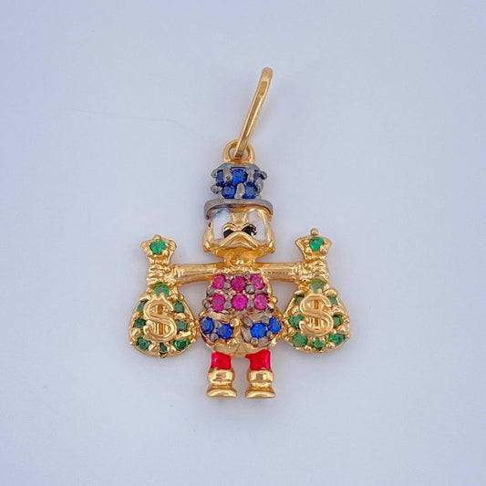 Dije Pato Bolsas Dinero 1.55gr / 2.3cm / Dos Oros Negro Amarillo 18K