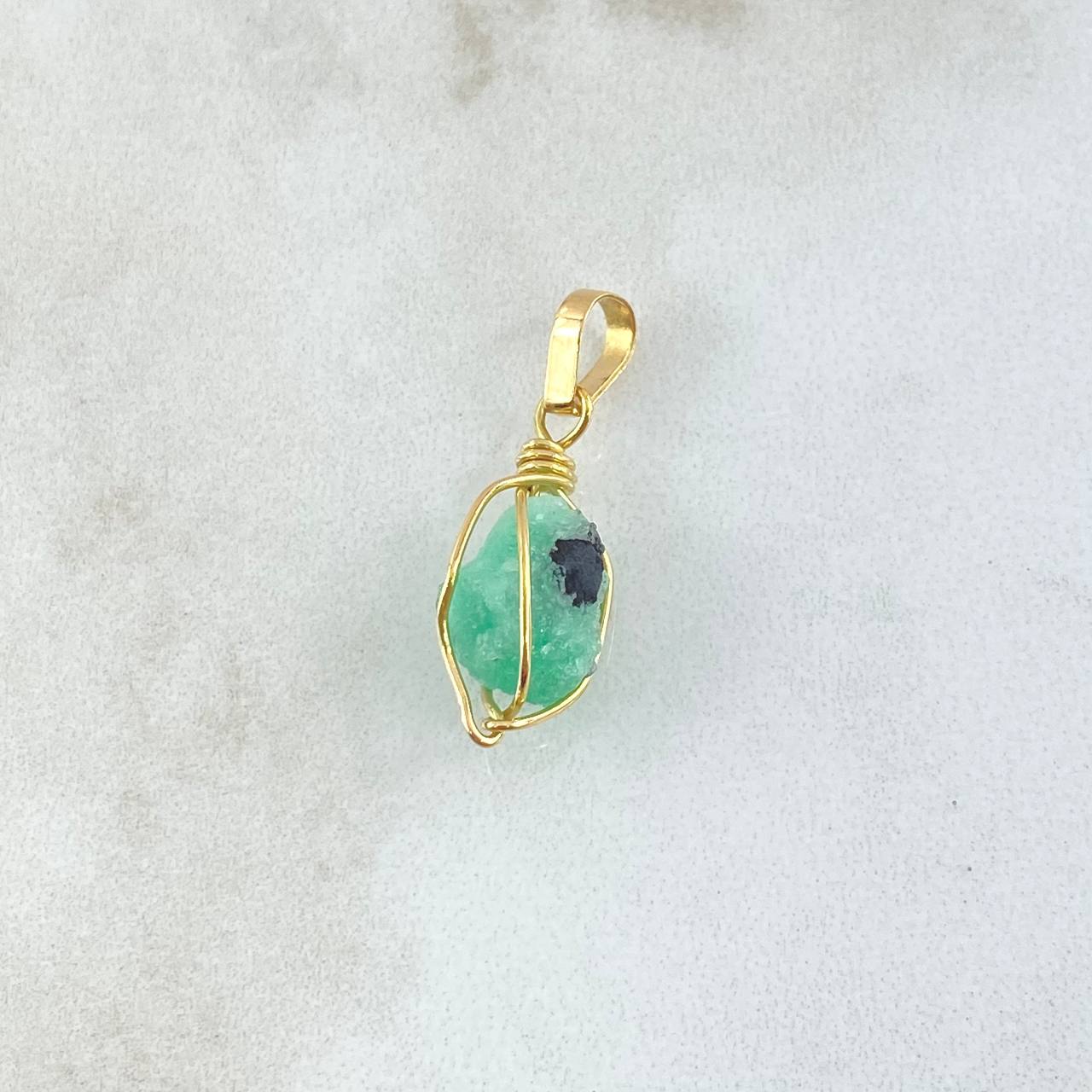 Dije Morralla Esmeralda Mediana Oro Amarillo 18K (Joya)