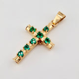 Dije Cruz Franciscana Esmeraldas 1.59 Qts 3.4gr / 4cm / Oro Amarillo 18K ©