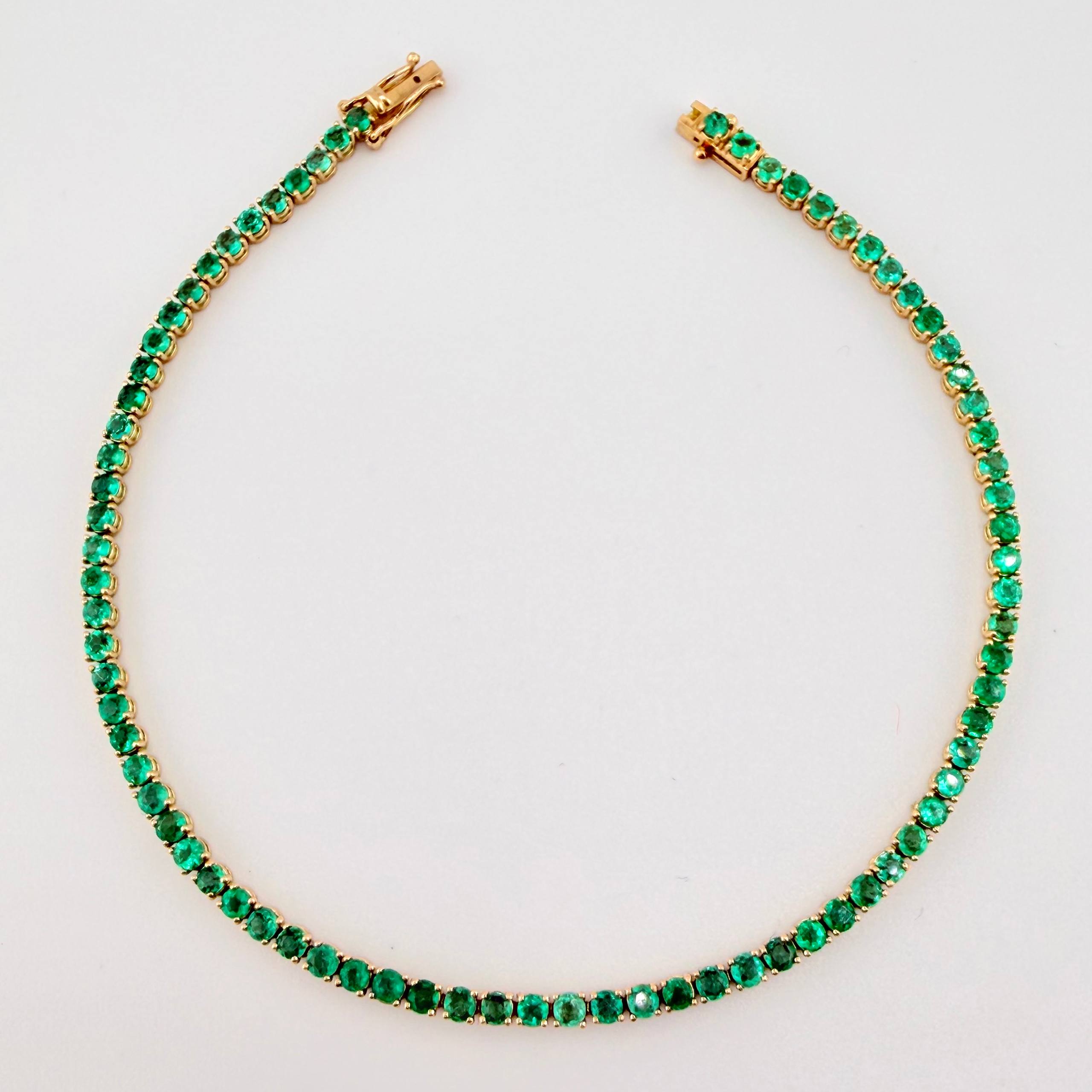 Pulso Tennis Esmeraldas 2.5 Qts 5.2gr / 18.5cm / Oro Amarillo 18K ©