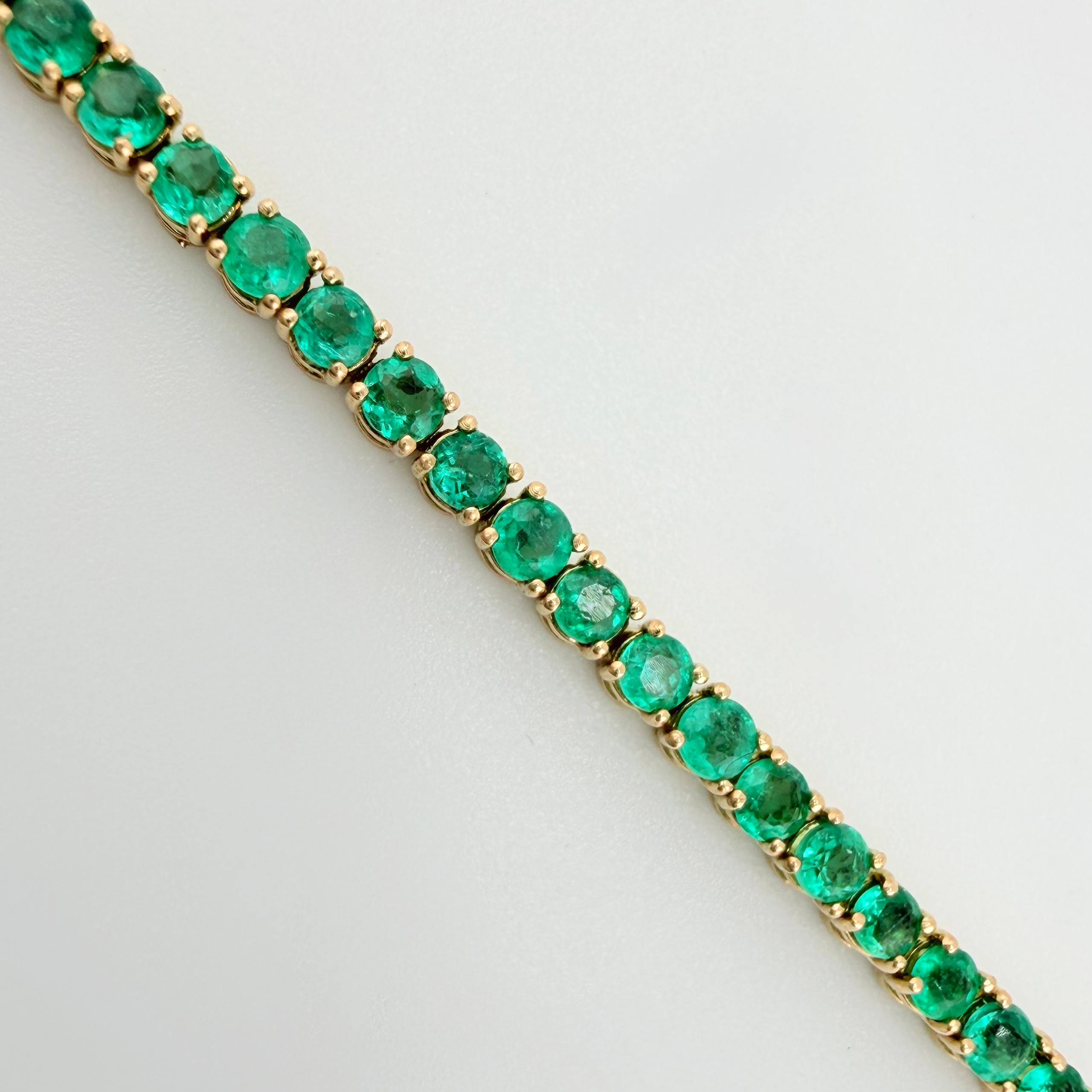 Pulso Tennis Esmeraldas 2.5 Qts 5.2gr / 18.5cm / Oro Amarillo 18K ©