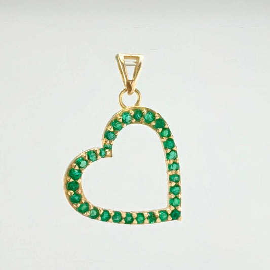 Dije Corazon Silueta Esmeraldas 56 pts 1.7gr / 2.5cm / Oro Amarillo 18K ©