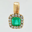 Dije Cuadro Borde Tupido Esmeraldas 35pts Diamantes 14pts 1.2gr / 1.1cm / Oro Amarillo 18K ©
