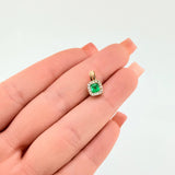 Dije Cuadro Borde Tupido Esmeraldas 35pts Diamantes 14pts 1.2gr / 1.1cm / Oro Amarillo 18K ©