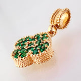 Dije Flor Trebol Esmeraldas 33pts 1.95gr / 2cm / Oro Amarillo 18K ©