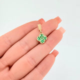 Dije Flor Trebol Esmeraldas 33pts 1.95gr / 2cm / Oro Amarillo 18K ©