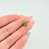 Dije Cuadrado Abultado Esmeralda 35pts 0.6gr / 1cm / Oro Amarillo 18K ©