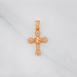Dije Cruz Trebol Diamantado Florencial 1.35g / 2.03cm Oro Rosa 18K
