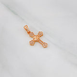 Dije Cruz Trebol Diamantado Florencial 1.35g / 2.03cm Oro Rosa 18K