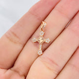 Dije Cruz Trebol Diamantado Florencial 1.35g / 2.03cm Oro Rosa 18K