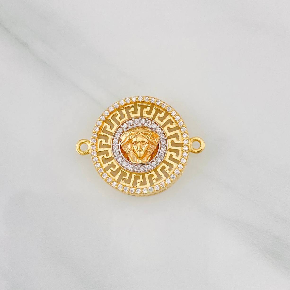 Herraje Medusa Tribal 3.55g / 2.05cm Dos Oros Amarillo Blanco 18K