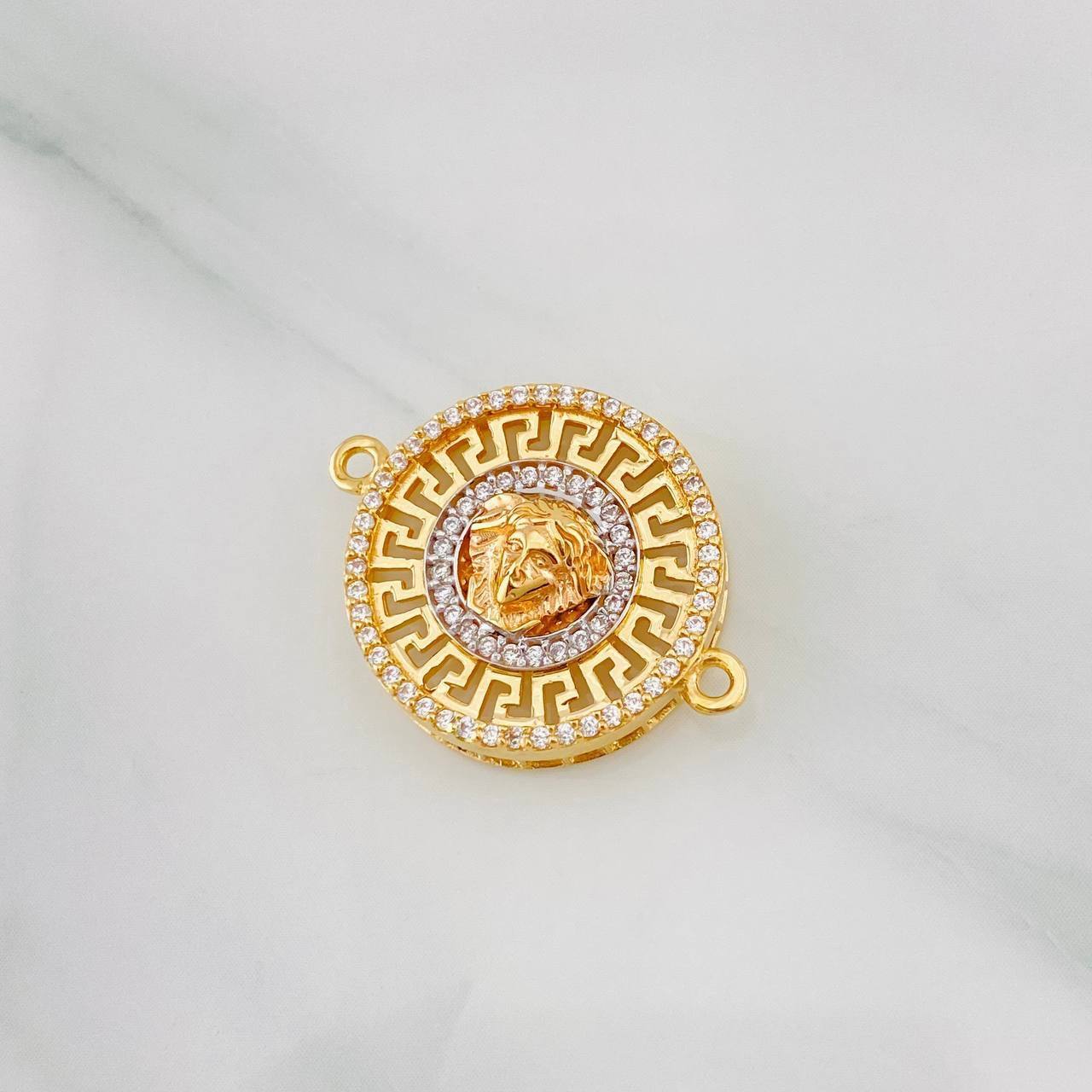 Herraje Medusa Tribal 3.55g / 2.05cm Dos Oros Amarillo Blanco 18K