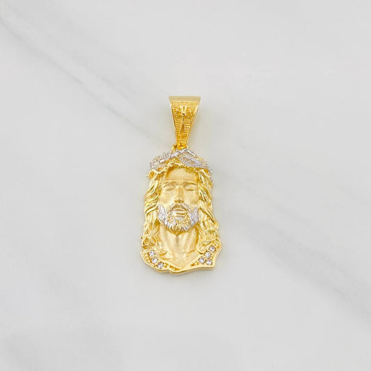 Dije Rostro de Cristo 3.55g / 3cm Dos Oros Amarillo Blanco 18K